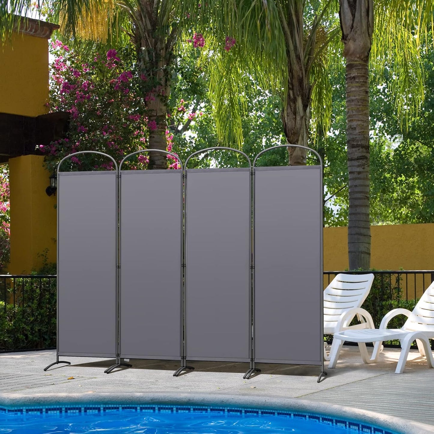 Angel Living Kamerscherm - 4 Panelen - 224 x 182 cm - Binnen & Buiten - Grijs