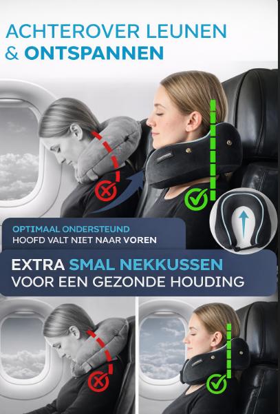 HELDENWERK – Nekkussen & Reiskussen – Donkergrijs Traagschuim – Met Verstelbare Koordsluiting & Fluweelzachte Hoes – Ergonomisch Comfort – Voor Vliegtuig & Auto
