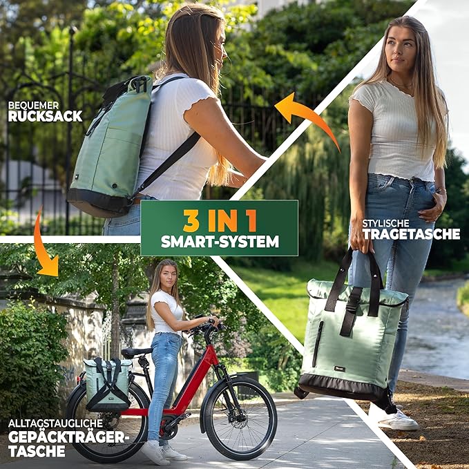 MIVELO – Fiets Rugzak & Bagagedragertas – Waterafstotend & 22 liter – Mint