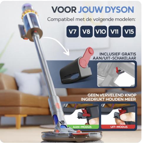 HELDENWERK Dweilopzetstuk voor Dyson V7/V8/V10/V11/V15/Gen5 stofzuiger, Dyson accessoires, dweilopzetstuk, elektrische vloerwisser met watertank, vulreservoir en 8 wasbare mops