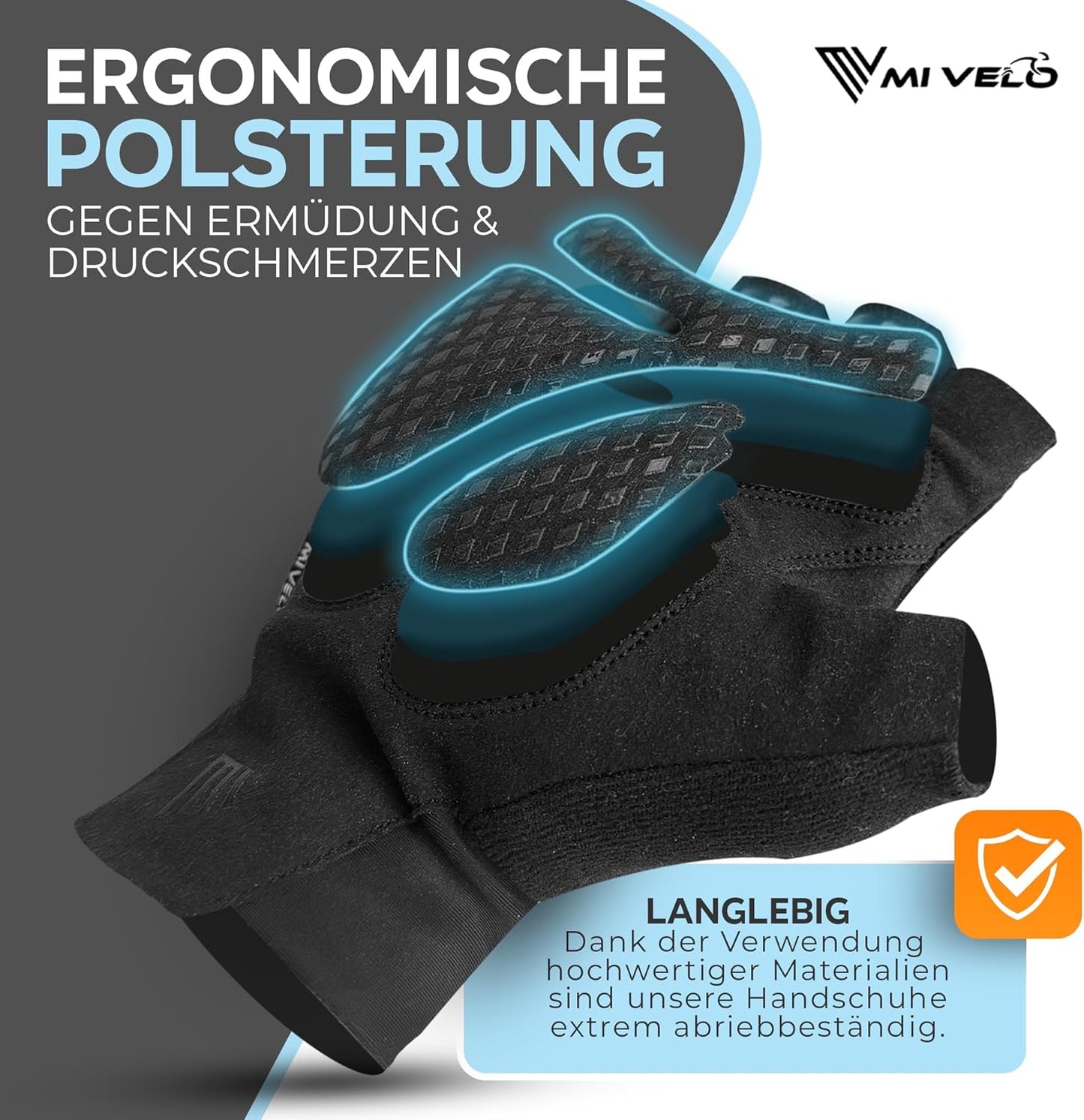 MIVELO Gevoerde Fietshandschoenen - Zomermodel - Ademend en Vingerloos - Sterke Grip - Zwart - Maat L