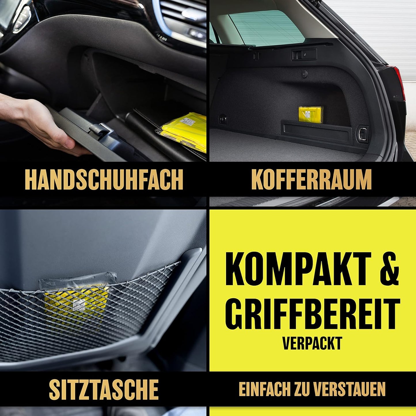 Heldenwerk veiligheidsvesten Auto – 5+1 Set – Inclusief Kindervest – Europees Goedgekeurd – Reflecterend – Geel