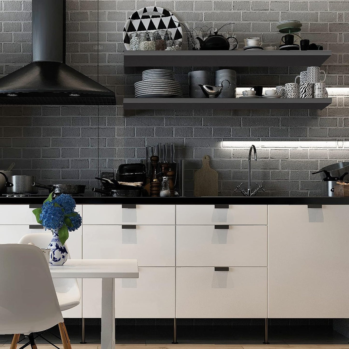 Woltu Zwevende Wandplank - 80x22,9x3,8 cm - Zwart - MDF Wandrek Modern en Ruimtebesparend