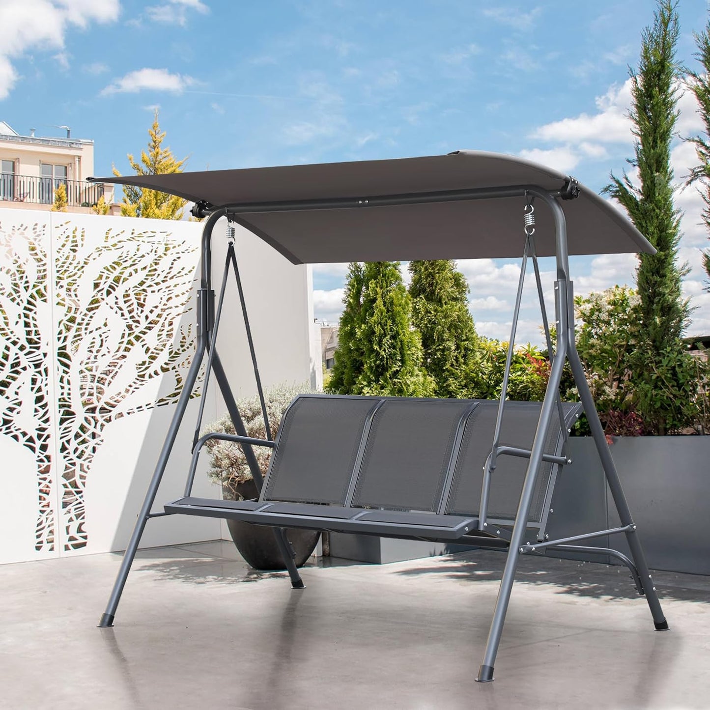 Angel Living Tuinschommel - 3 Zitplaatsen - Dak - Teslin-stoel - 170x110x152 cm - Teslin