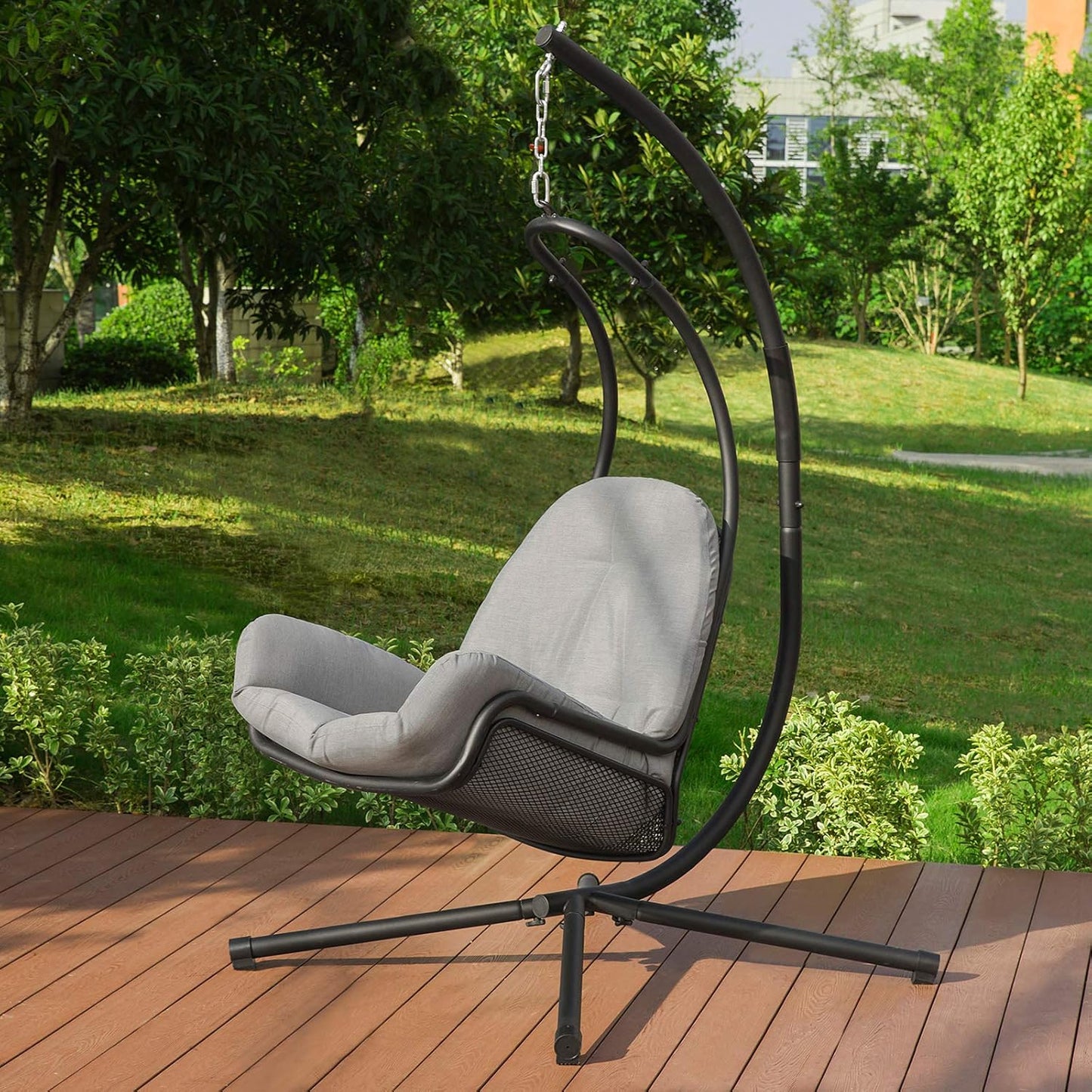 SoBuy Hangstoel incl. Frame - Max. 150 kg - 103 x 125 x 190 cm - Grijs