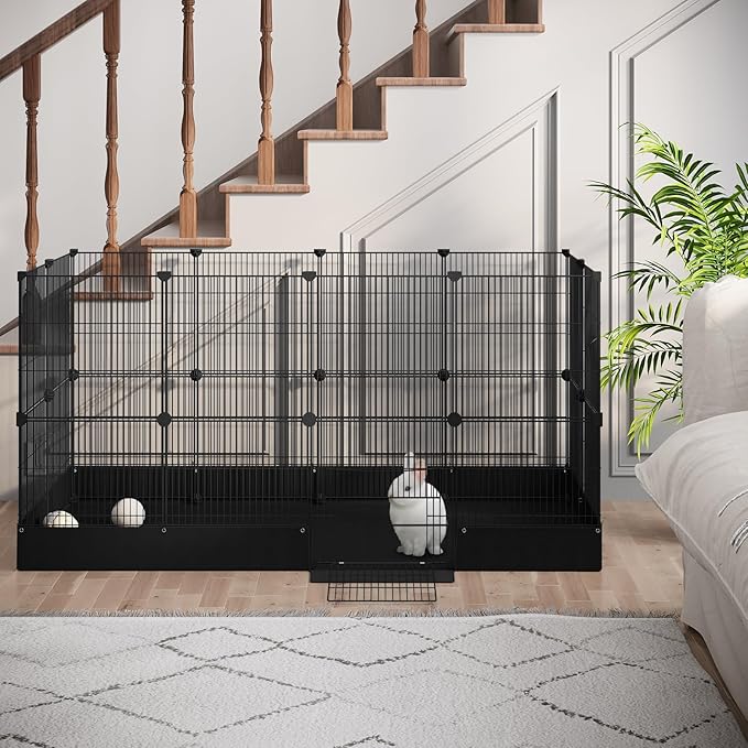 EUGAD 0061WL dierenren voor kleine dieren - metalen speelren met waterdichte Oxford bodemplaat - 140 x 71 x 71 cm zwart