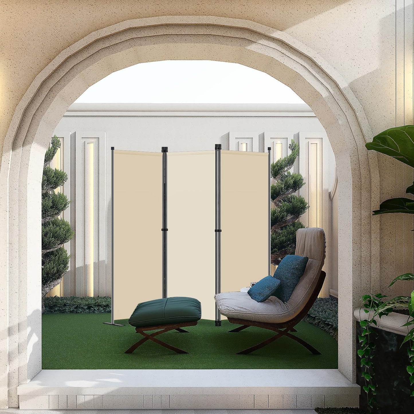 Angel Living Kamerscherm - 3 Panelen - 168 x 165 cm - Beige