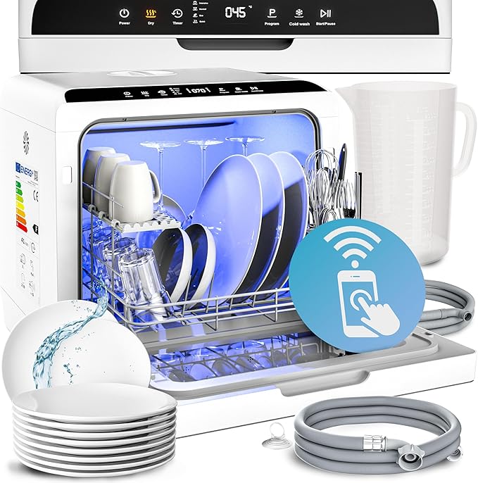MONZANA Vaatwasser – 6 Programma’s & 4,5 l Reservoir – 840 W – 46 x 45 x 44 cm – Wit