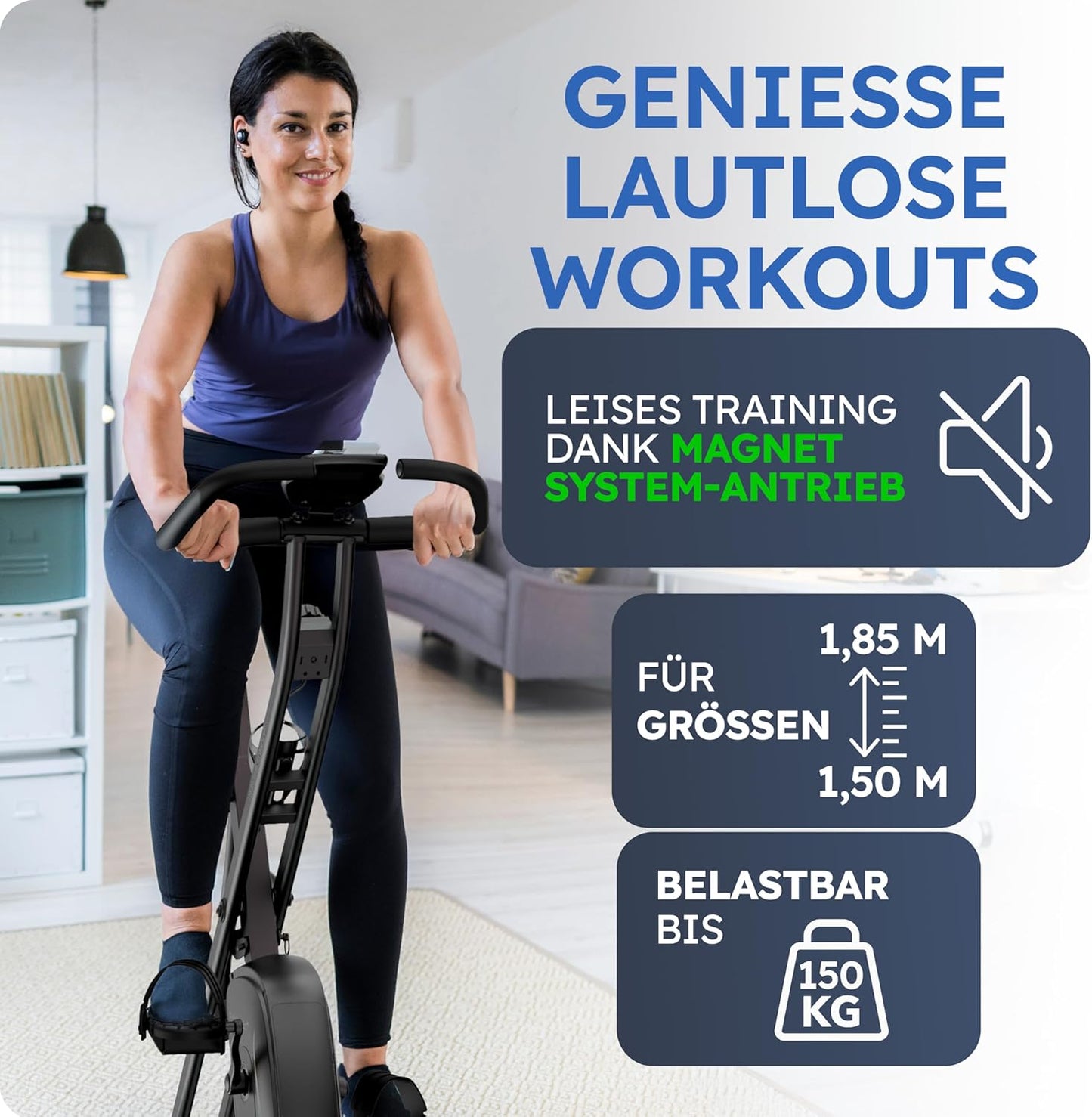 Heldenwerk Hometrainer - Inklapbaar - tot 150KG belastbaar - Zwart