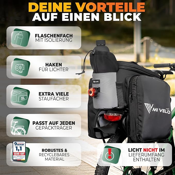 MIVELO Fietstas – Waterdicht & Volledig Reflecterend – 20 liter – Zilvergrijs