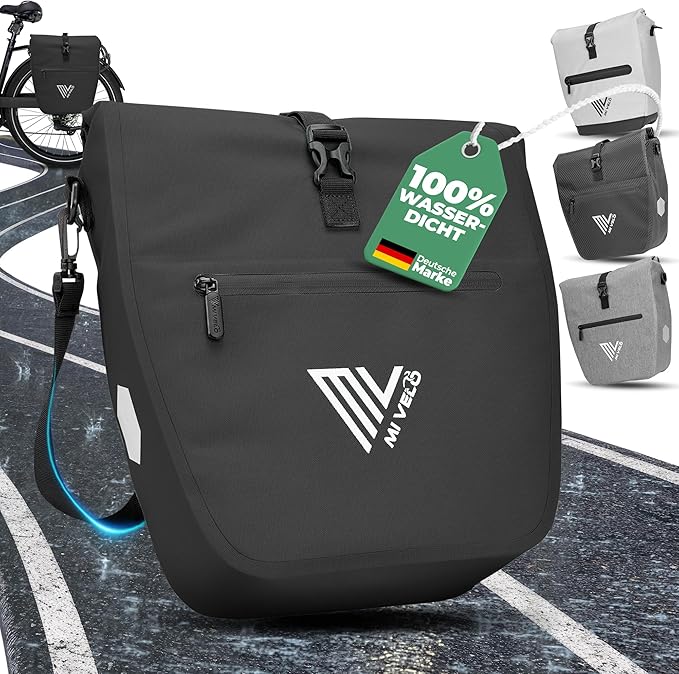 MIVELO Fietstas – Waterdicht & Incl. Laptopvak & Schouderband – 20 liter – Zwart