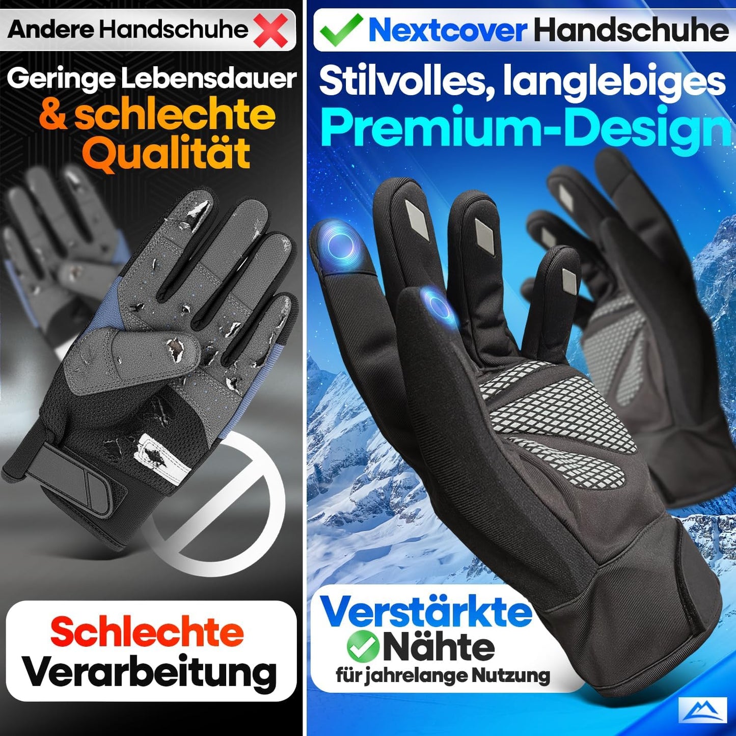 Nextcover® Winter fietshandschoenen - ThermoShield 2.0 - Unisex - maat XL - Warme & waterdicht - thermo