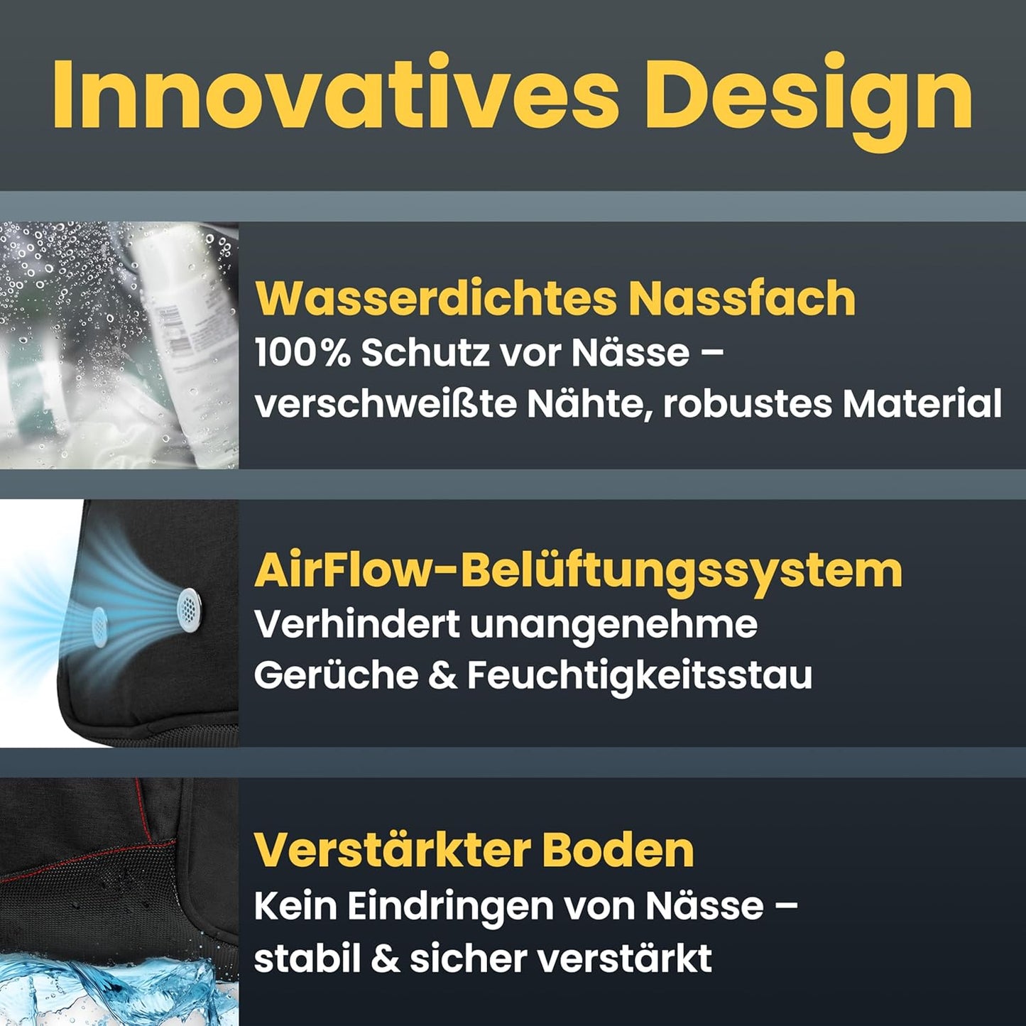 HELDENWERK Sporttas 50L – Met Schoenenvak & Waterdicht Natvak – Grote Fitness- & Reistas – Unisex – Extra Robuust - Zwart Met Rode Ritsen