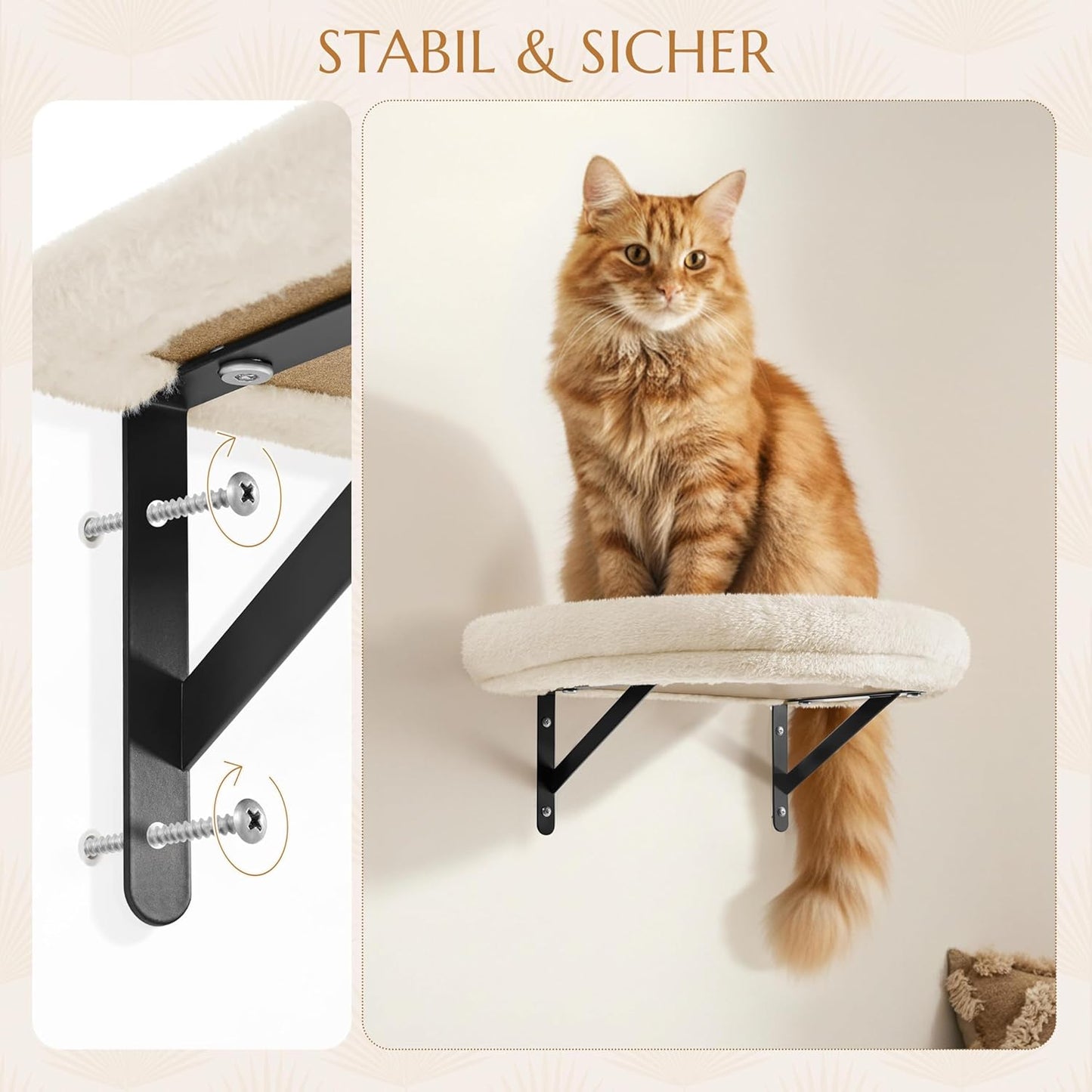 Yaheetech Klimwand Voor Katten - 4-Delig - Met Krabgedeelte En Mandje - Beige