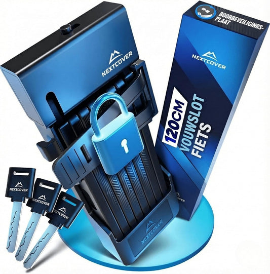 NEXTCOVER® Vouwslot fiets FoldOne met combinatiecode FoldBasic 120 cm I Cijferslot met SteelSecure technologie I Fietsslot vouwslot hoge veiligheid incl. houder