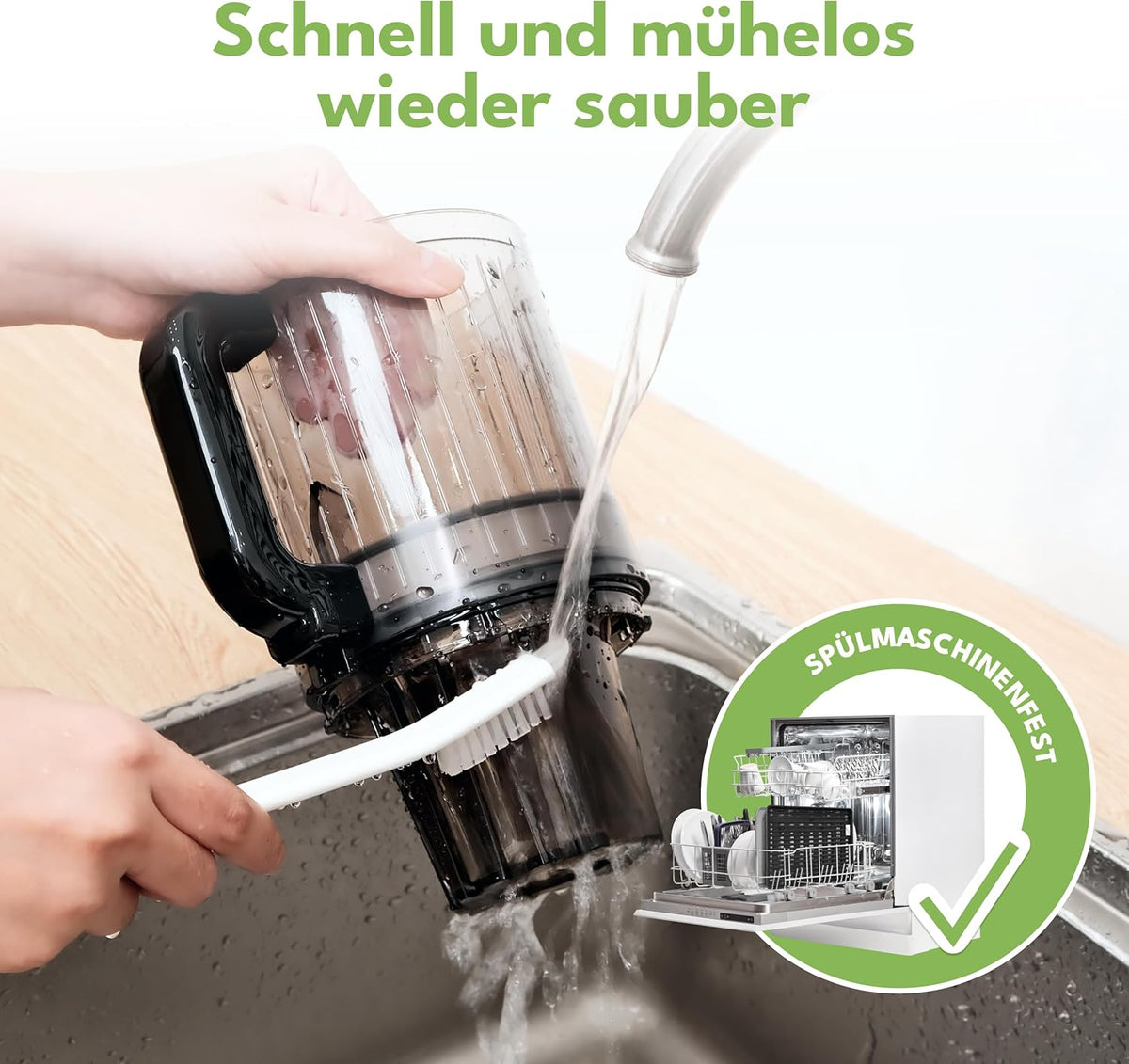 LEBENLANG Slow Juicer Verticaal 17x17x45 cm – Mat Zwart – Grote 120 mm Opening – 300W – 600 ml – BPA-vrij – Voor Hele Vruchten en Groenten