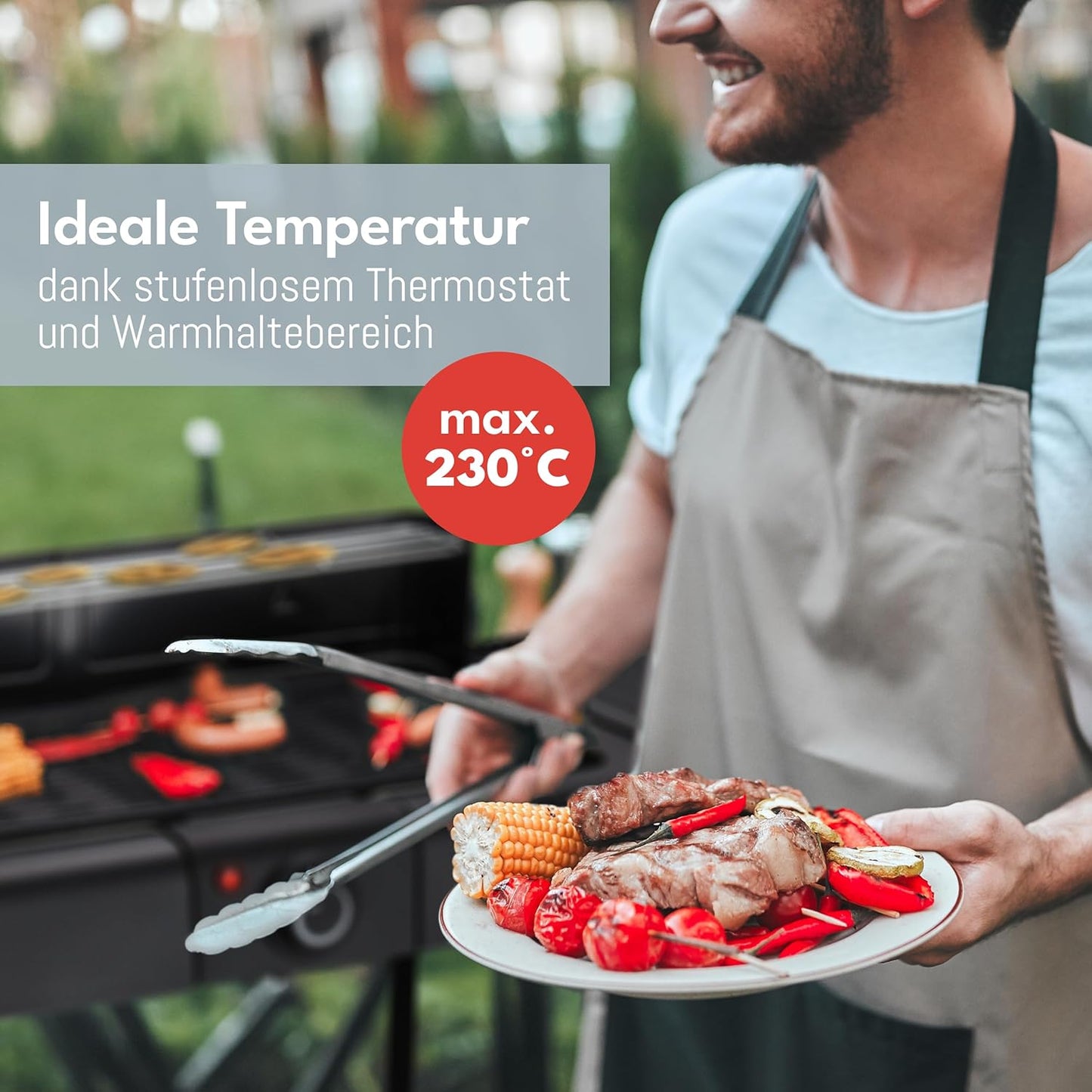 Lebenlang 2-in-1 Elektrische Grill – Tafel- en Staande Grill – 2000W – Voor Binnen en Buiten – Inclusief Grilltang – Anti-aanbaklaag