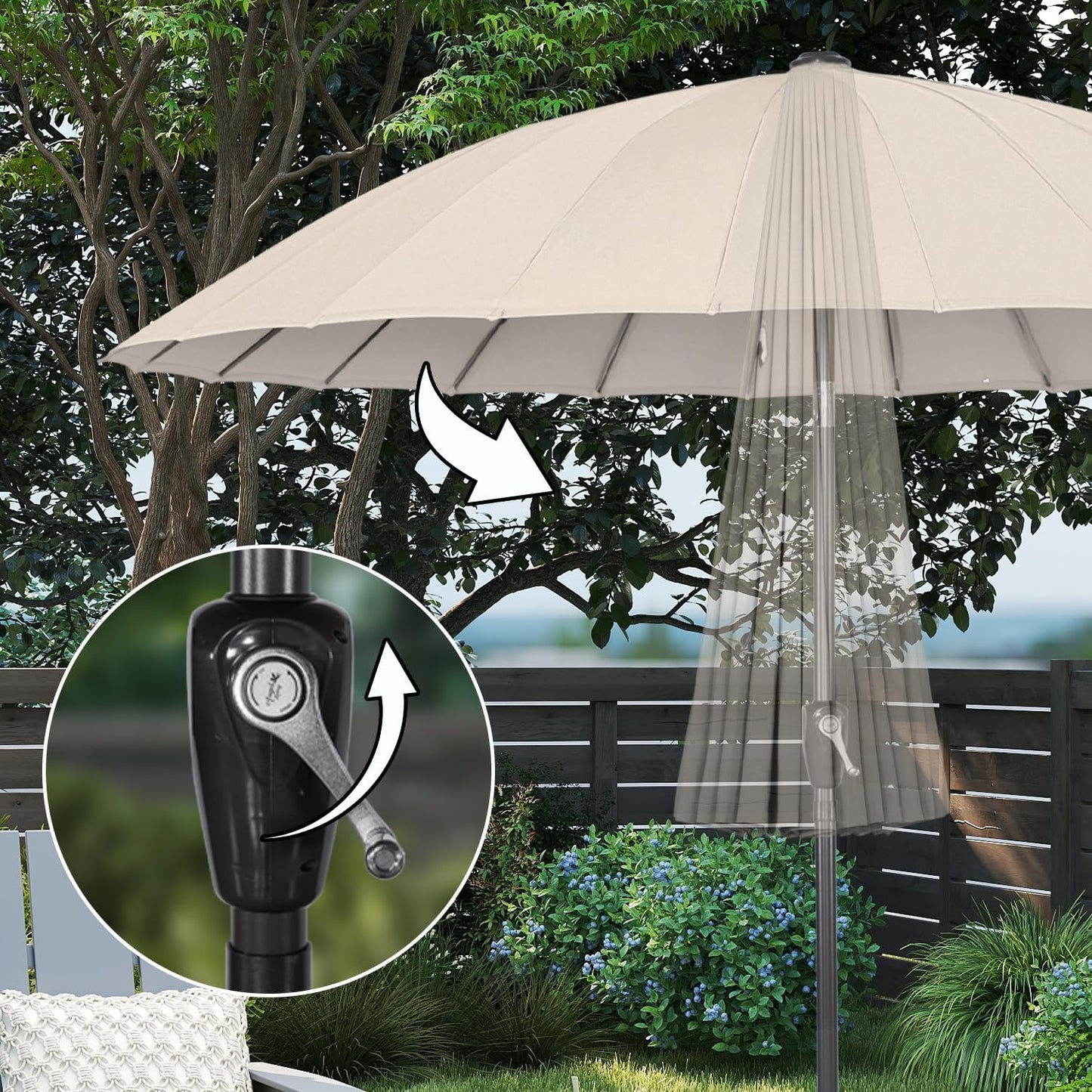 Angel Living Parasol Rond - Ø250 cm - Stevig - Beige