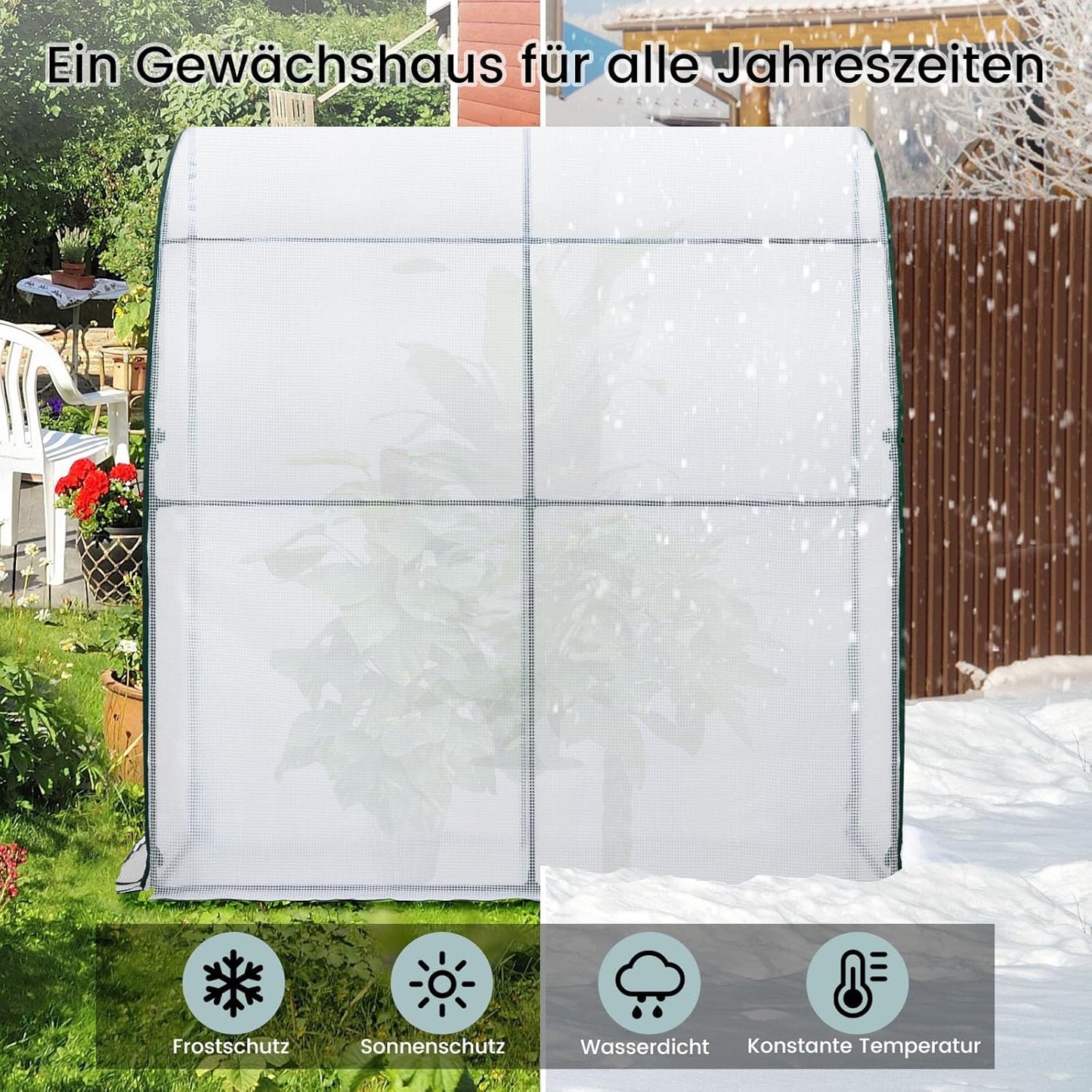 Woltu Broeikas voor Tuin - Halfrond - 200 x 100 x 210 cm - Wit