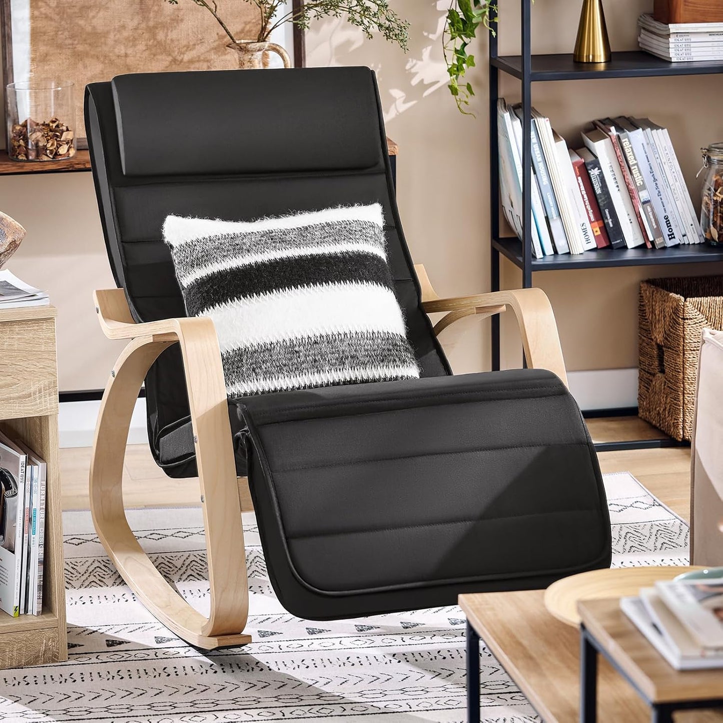 SoBuy Ligstoel - Comfortabel - Max. 150 kg - 78 x 56 x 90 cm - Zwart