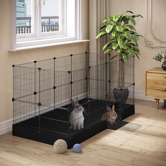 EUGAD 0061WL dierenren voor kleine dieren - metalen speelren met waterdichte Oxford bodemplaat - 140 x 71 x 71 cm zwart