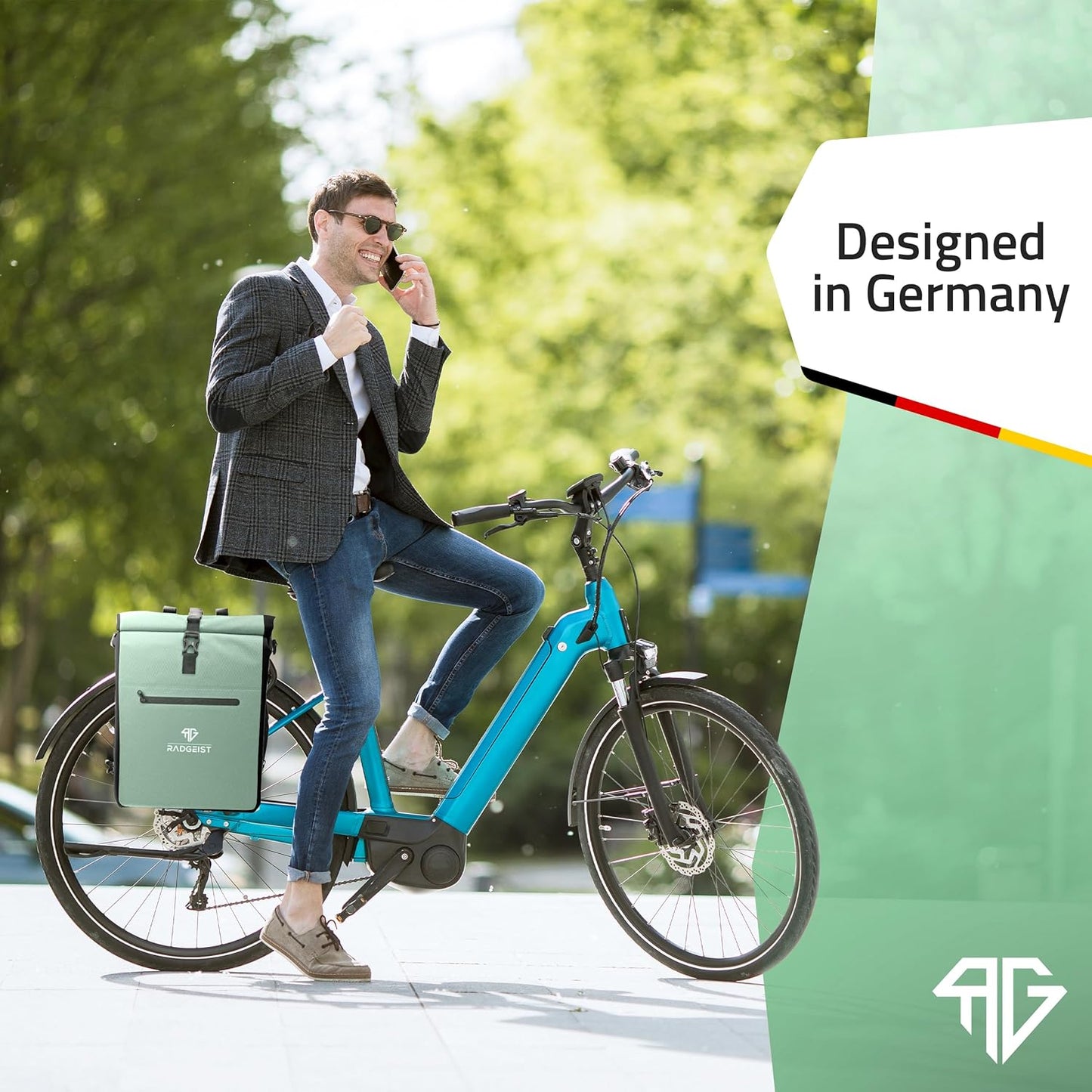 RADGEIST 3in1 fietstas voor bagagedrager - fietsrugzak - draagtas - schoudertas - met laptopvak - waterdicht - 25L - Mint