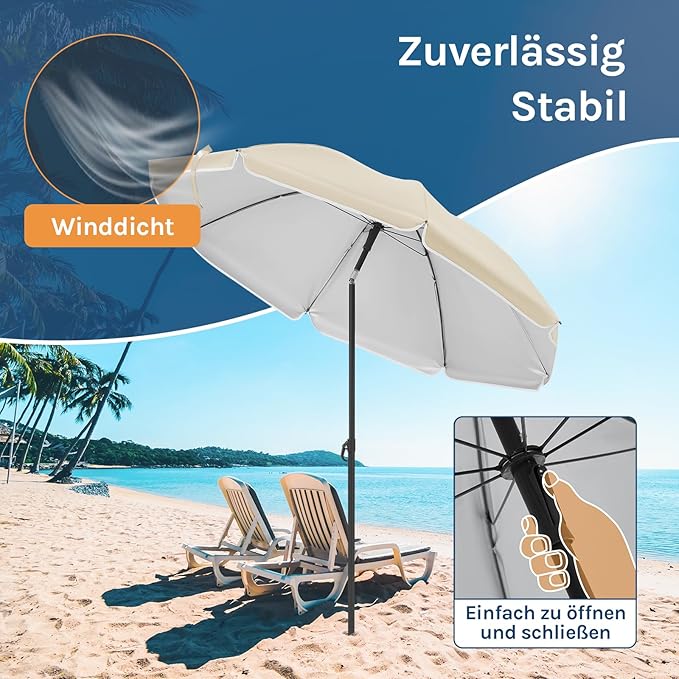WOLTU GSS0007be01 Balkon parasol 135 cm - UPF 50+ - In hoogte verstelbaar en 35 graden kantelbaar - Beige