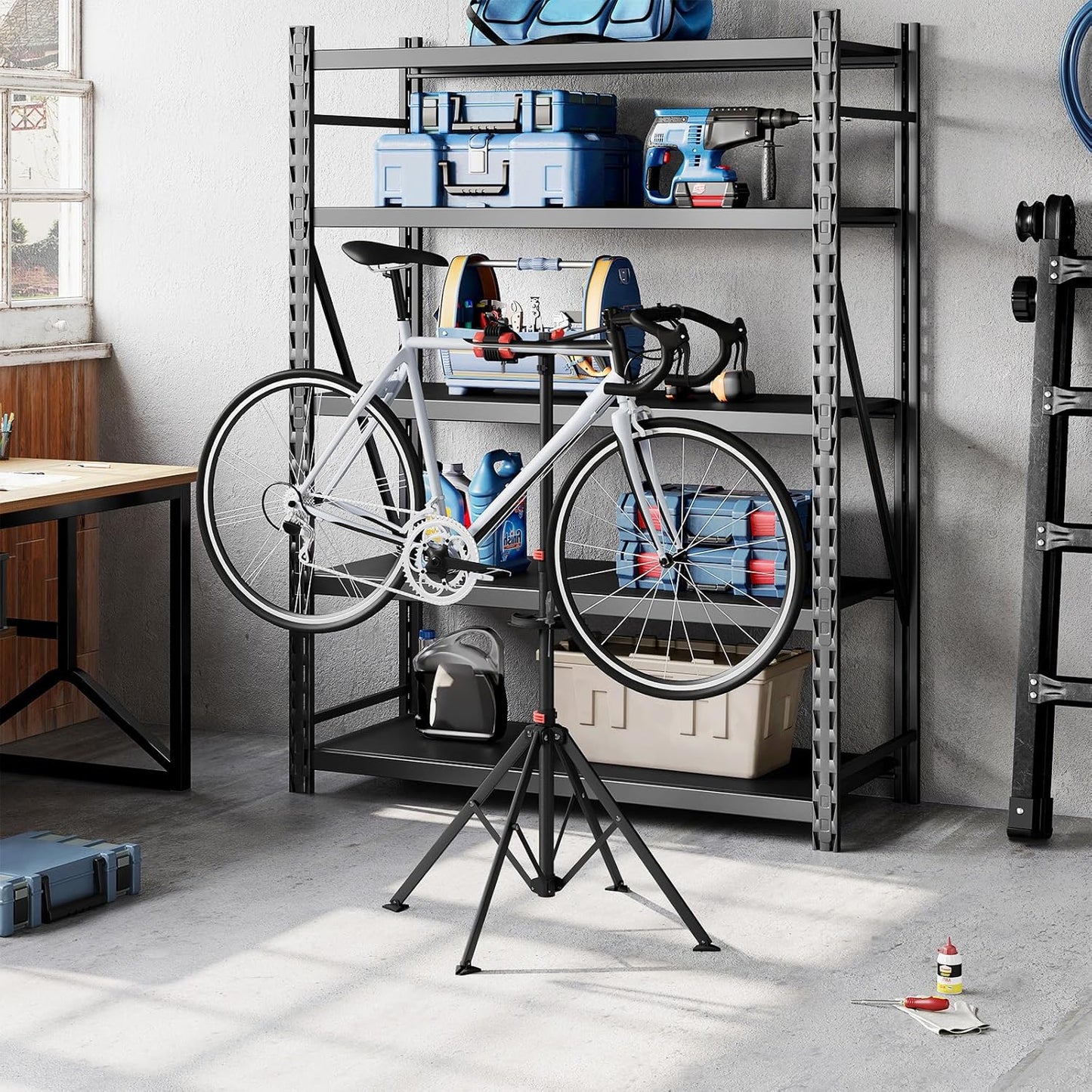 WOLTU Fiets Montagestandaard Zwart - 105-185 cm Verstelbaar - 360° Draaibaar - Tot 25 kg