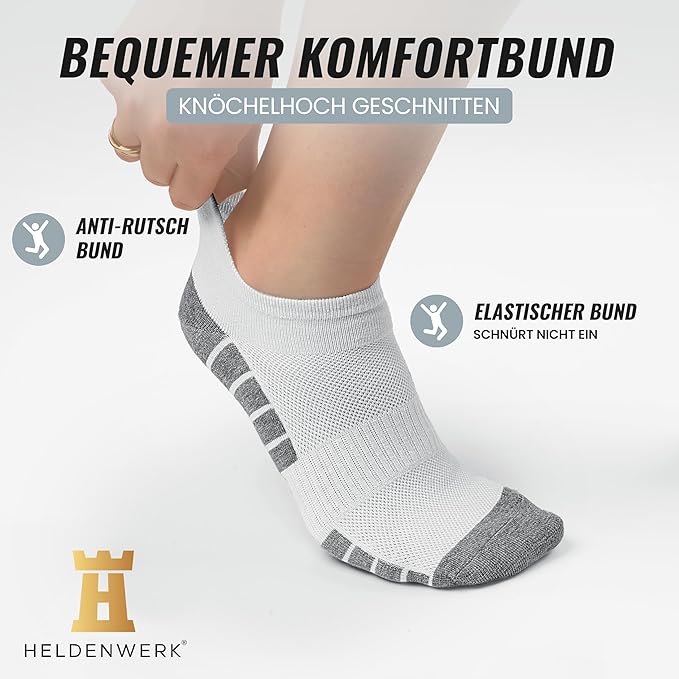 Heldenwerk Sneakersokken voor dames en heren 10 paar - Korte sportsokken met ademend katoen - Maat 39-42