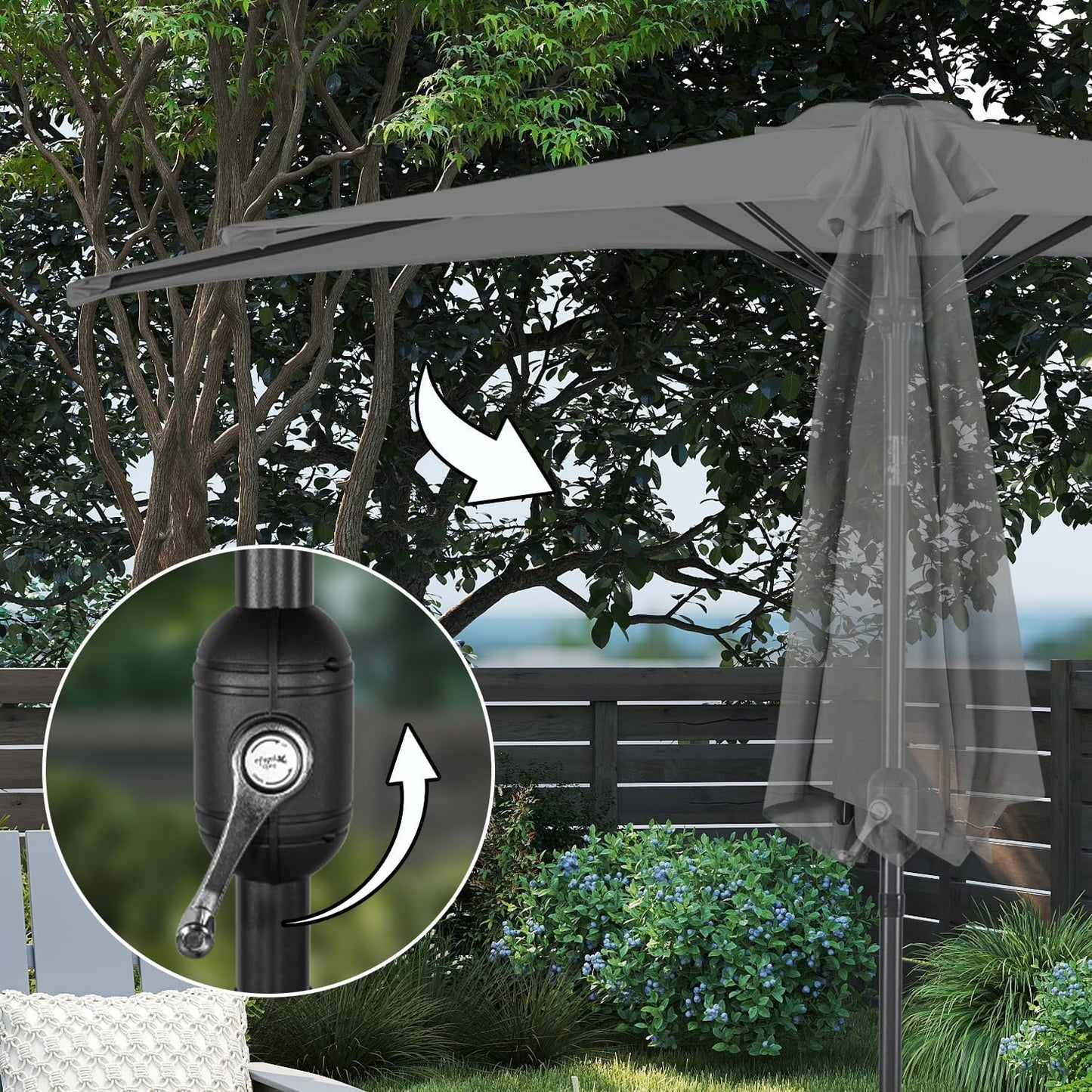 Angel Living Balkonparasol - Halfrond - 245 x 120 cm - Grijs