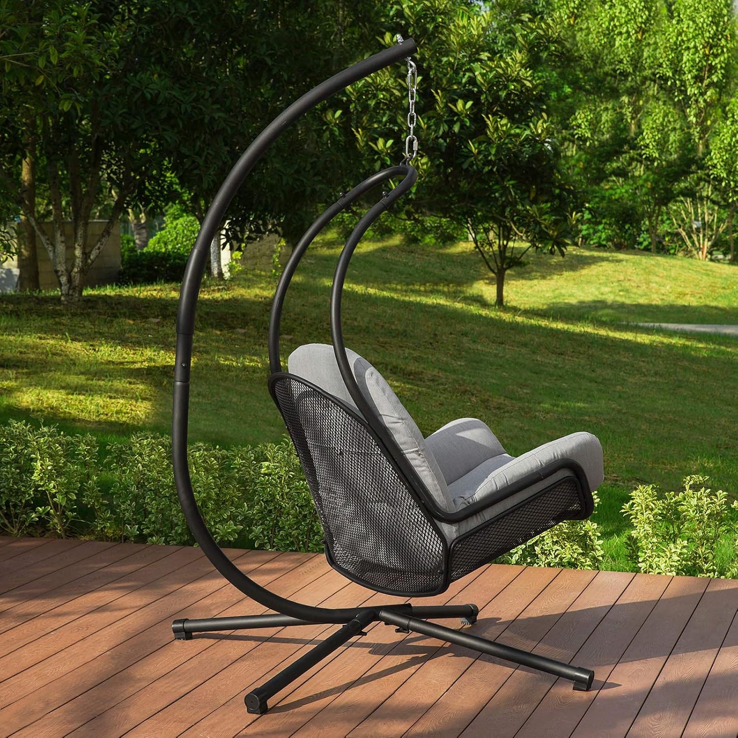 SoBuy Hangstoel incl. Frame - Max. 150 kg - 103 x 125 x 190 cm - Grijs