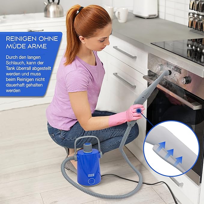 LEBENLANG - Elektrische stoomreiniger - Handapparaat - 3,5 bar en 1000 W - 12 x accessoires- Stoomreiniger voor alles