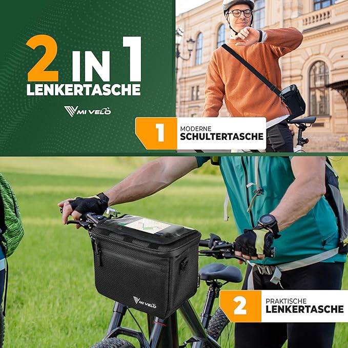 MIVELO Stuurtas – Waterafstotend & Met Telefoonvak – 7 liter – Zwart Reflecterend