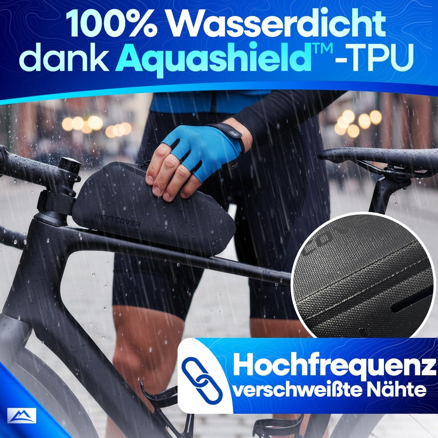 Nextcover® Bikepacking bovenbuistas - Schroefbaar - 100% Waterdicht - Compact frame - Voor gravelbike, racefiets, MTB - Zwart