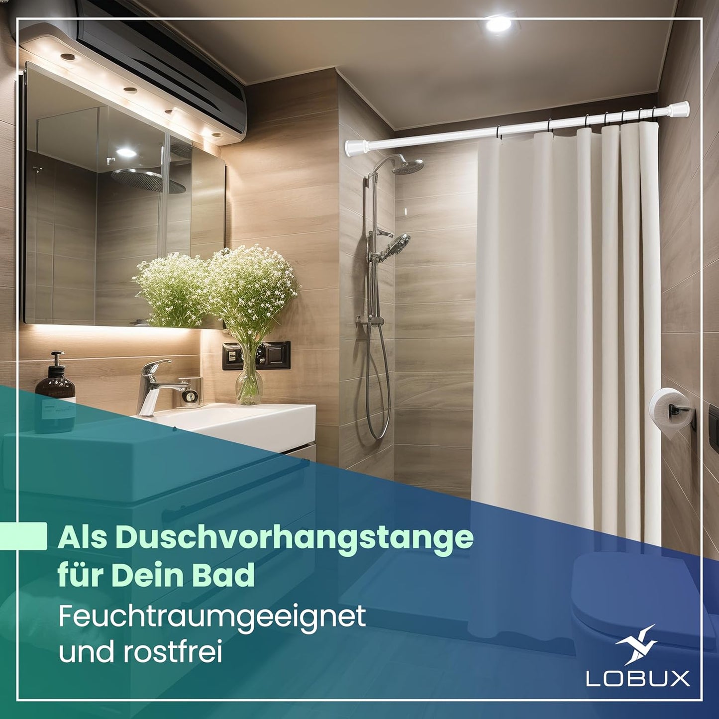 LOBUX Gordijnstang - Zonder Boren - Telescopisch - 260 - 350 cm - Wit