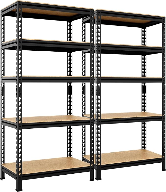 Yaheetech Opbergrekken - Set van 2 - Heavy Duty - 150×70×30 cm - Verstelbaar - Zwart