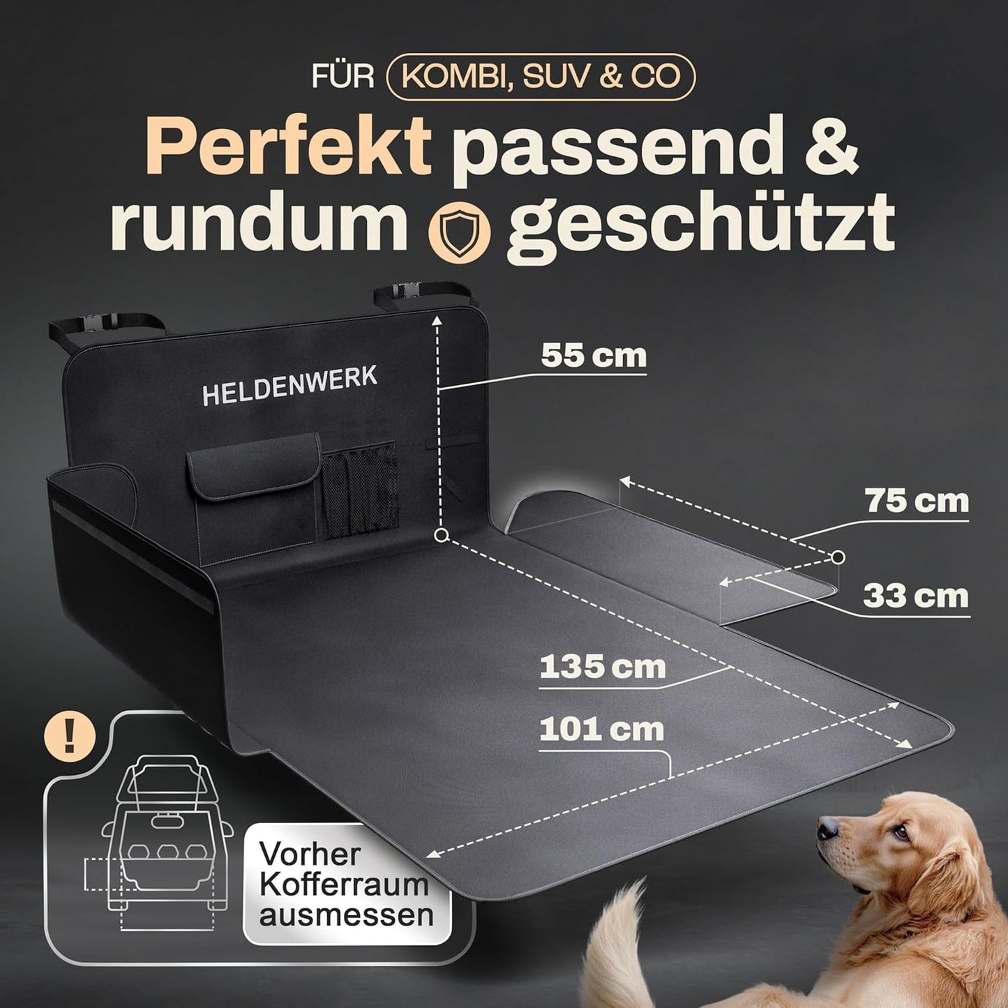 Heldenwerk Kofferbakbescherming - Honden - Waterdicht - Zwart