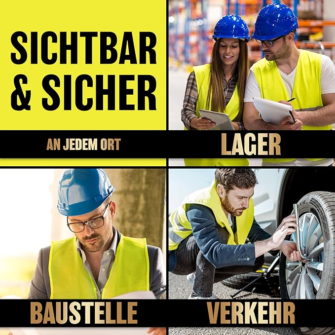 HELDENWERK Veiligheidsvest voor Auto, Set van 2 Volwassenen – Reflecterend Fluorescerend Veiligheidsvest 2026 – Auto Vest, Pechvest, EU-Gecertificeerd