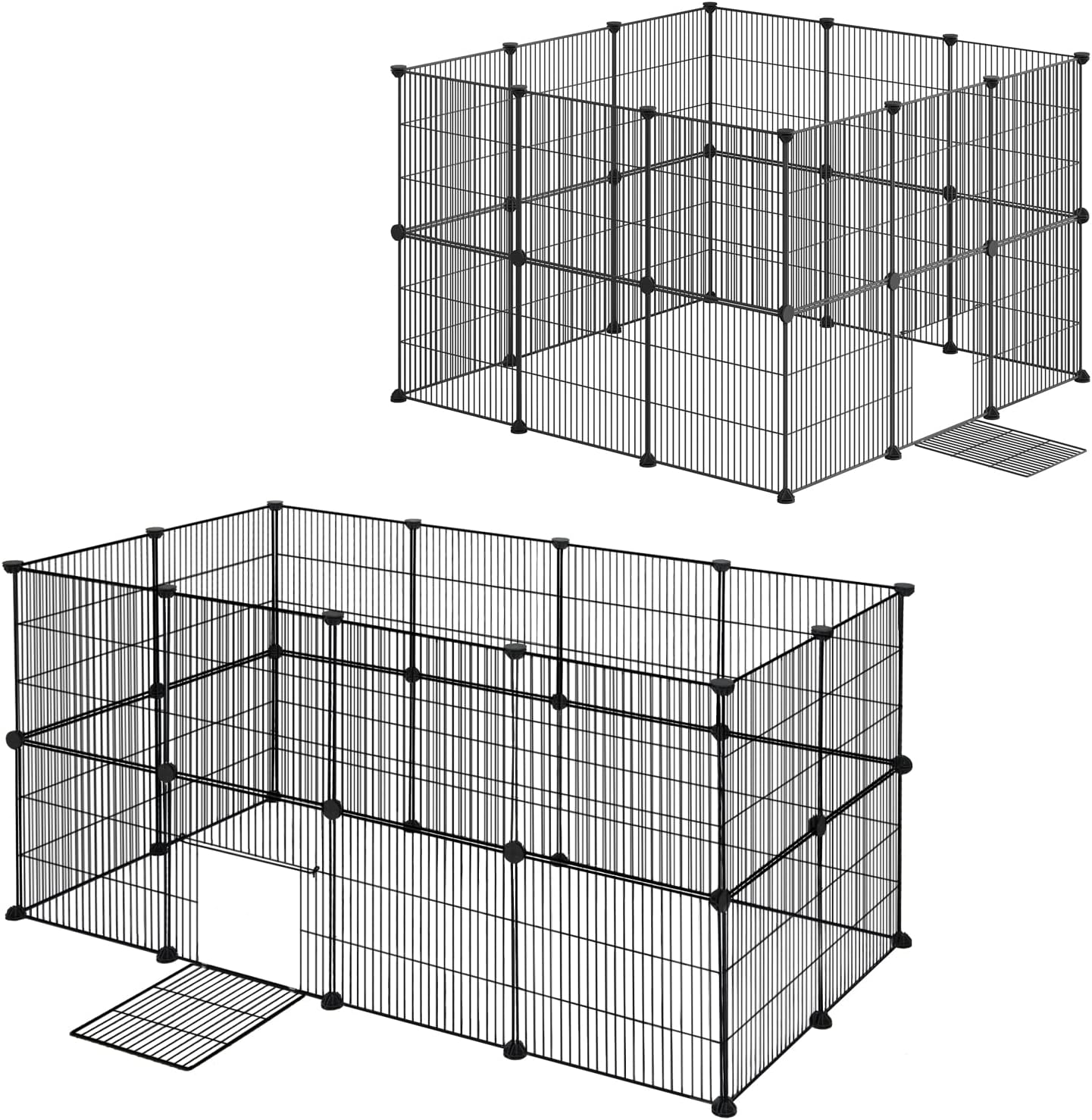 Eugad Puppyren 142x72x72 cm - Opvouwbare Metalen Dierenren met Deur - Zwart/Metaal
