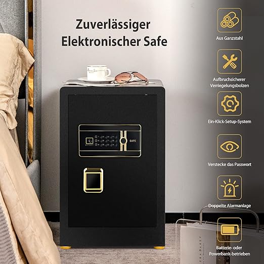 Coast Safe Tresor 42,5 L Kast veilig Stahl-Heimsafe met digitaal toetsenbord en sleutelvergrendeling