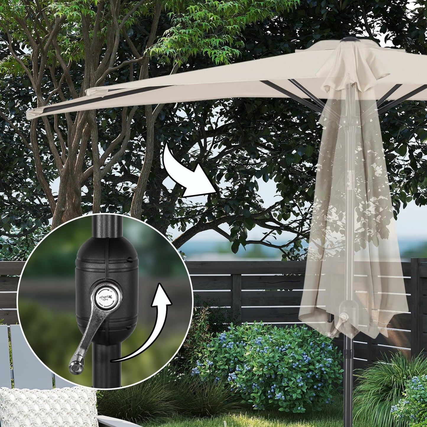 Angel Living Balkonparasol - Halfrond - 245 x 122 cm - Créme