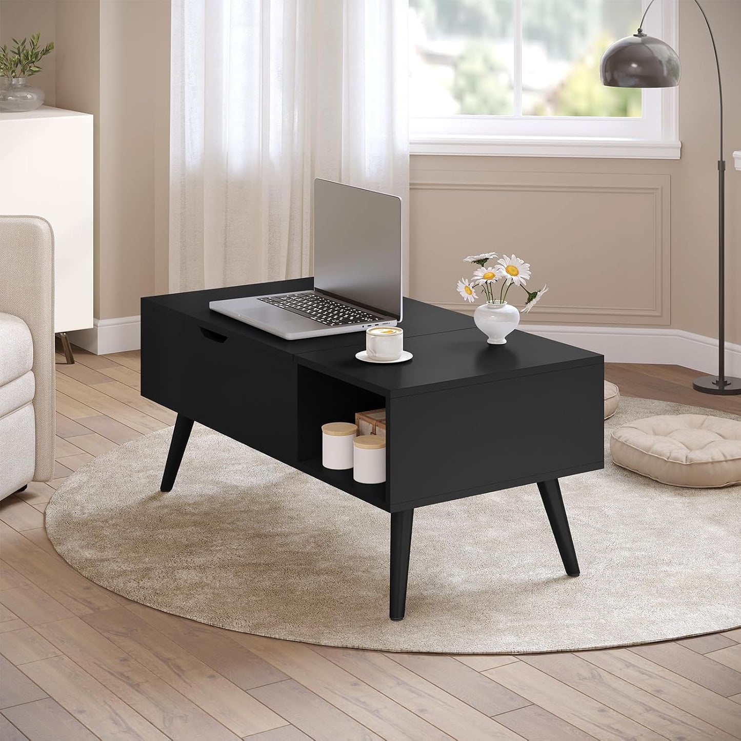Woltu Salontafel in Hoogte verstelbaar - 100 x 57 x 50 cm - Zwart