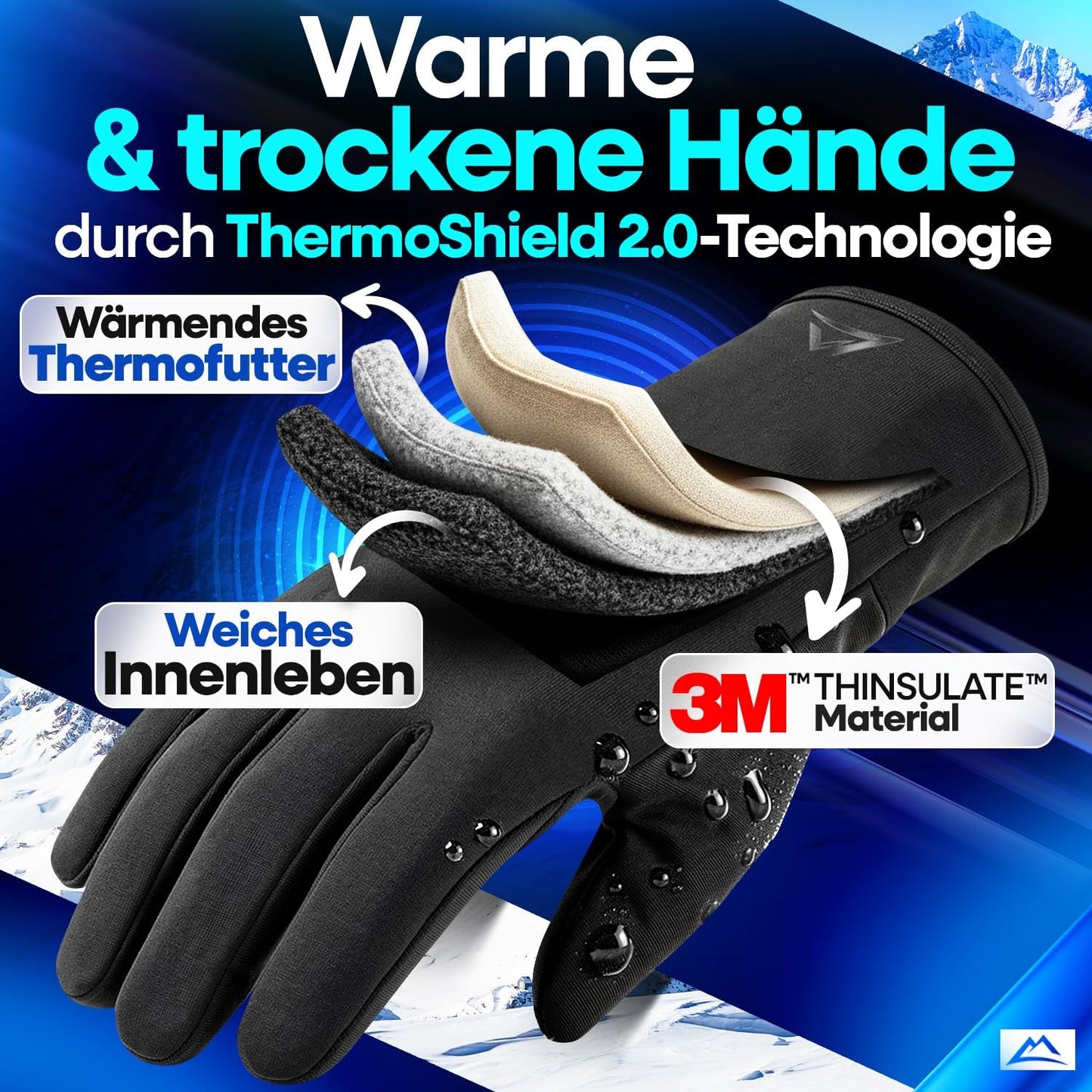 Nextcover® Winter fietshandschoenen - ThermoShield 2.0 - Unisex - maat L - Warme & waterdicht - thermo