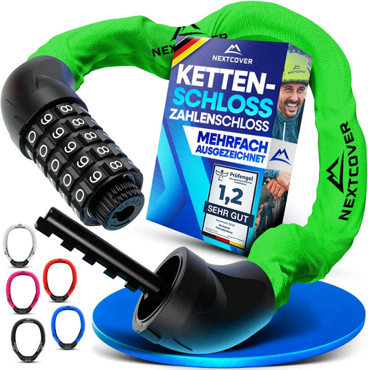 NEXTCOVER® Fietsslot LockOne met sleutel - hoge veiligheid - robuust & duurzaam - 3 sleutels - Groen