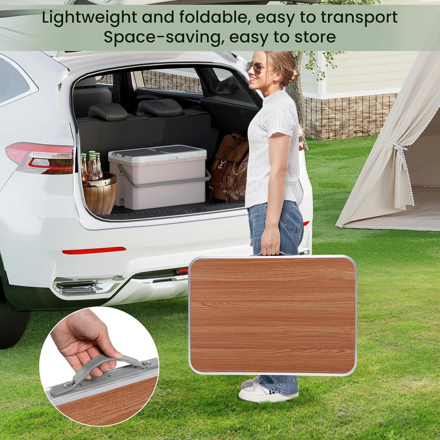 Woltu Campingtafel - Max. 40 kg - 70 x 50 x 60 cm - Eiken