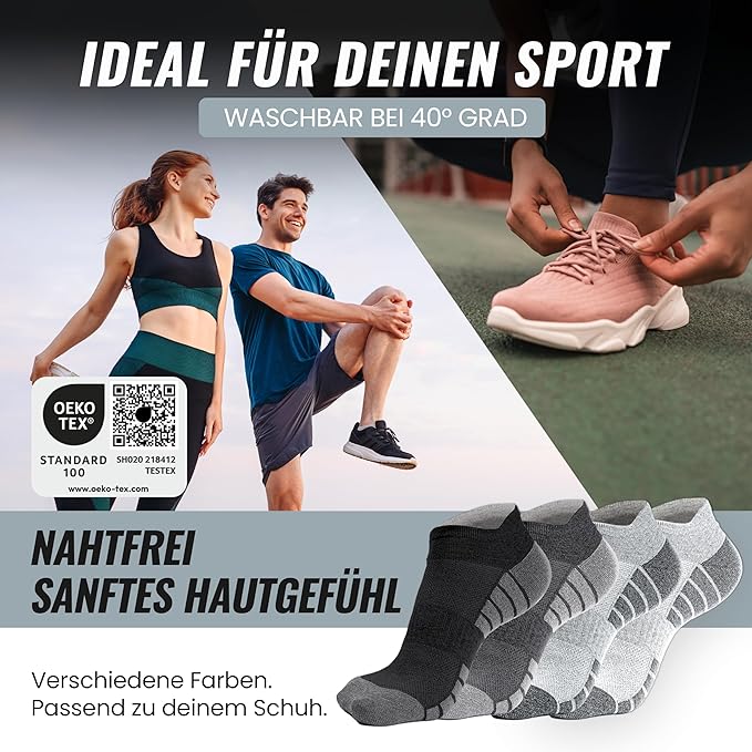 Heldenwerk Sneakersokken voor dames en heren 10 paar - Korte sportsokken met ademend katoen - Unisex hardloopsokkenset - Maat 43-46