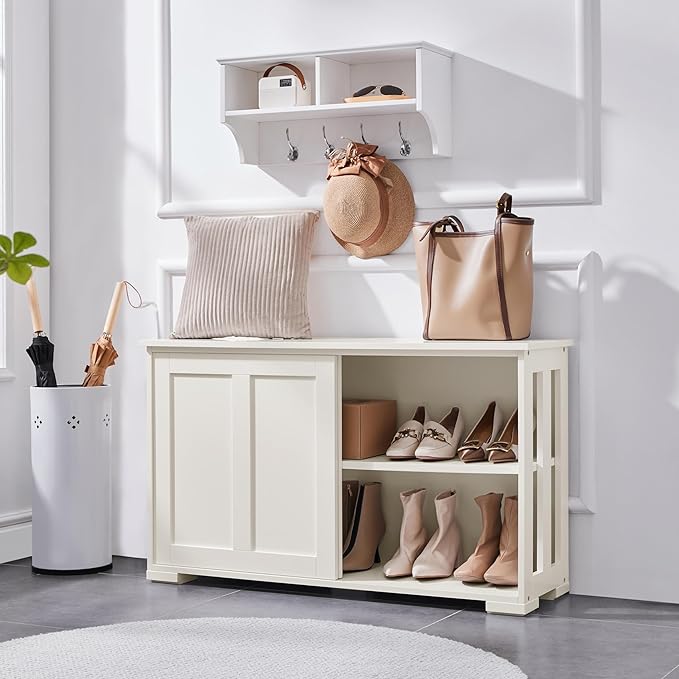 Yaheetech Dressoir - Met Schuifdeuren - Opbergkast - Sideboard - Verstelbare Plank - wit