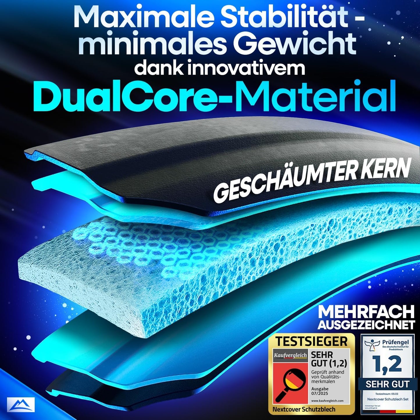 Nextcover MTB Spatbord Set Voor- en Achter - Zwart - 60 x 8 x 1,3 cm - Geschikt voor 24-29 inch fietsen