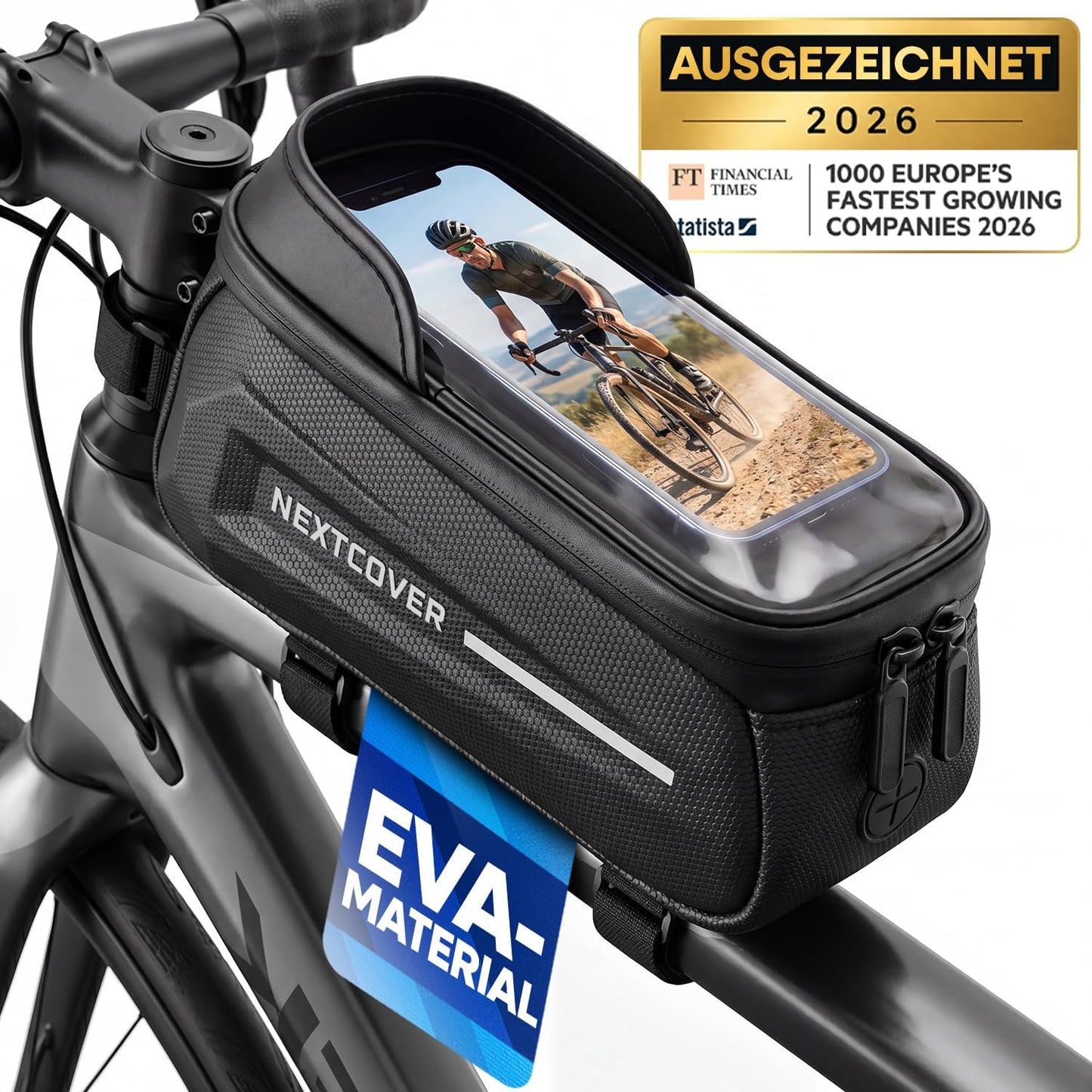 Nextcover® Bikepacking bovenbuistas - Schroefbaar - 100% Waterdicht - Compact frame - Voor gravelbike, racefiets, MTB - Zwart