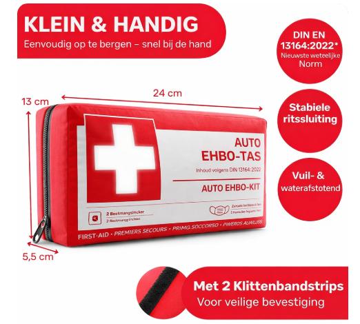 Heldenwerk Auto Verbandtas – DIN 13164:2022 – Europees Goedgekeurde EHBO-set voor Auto’s
